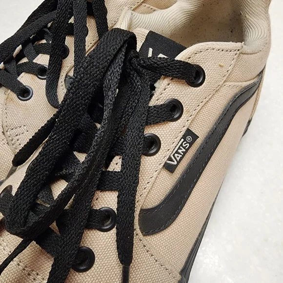 Mens Vans Filmore Beige Taupe Canvas Low-Top Sneakers with Black Accents Size 9 - Picture 6 of 8